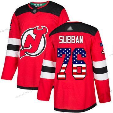 New Jersey Devils #76 P. K. Subban Punainen Kotiottelu Aito USA Flag Ommeltu Jääkiekko Paita – Miesten