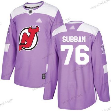 New Jersey Devils #76 P. K. Subban Violetti Aito Taistelee syöpää vastaan Ommeltu Jääkiekko Paita – Miesten