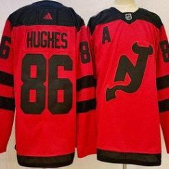 New Jersey Devils #86 Jack Hughes Punainen 2023-2024 Stadium Series Ommeltu Paita – Miesten