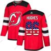 New Jersey Devils #86 Jack Hughes Punainen Kotiottelu Aito USA Flag Ommeltu Jääkiekko Paita – Miesten