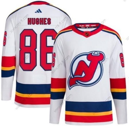 New Jersey Devils #86 Jack Hughes Valkoinen 2022-23 Käänteinen Retro Ommeltu Paita – Miesten