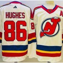 New Jersey Devils #86 Jack Hughes Valkoinen 2022 Käänteinen Retro Aito Paita – Miesten