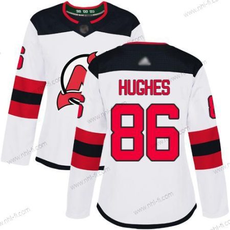 New Jersey Devils #86 Jack Hughes Valkoinen Road Aito Ommeltu Jääkiekko Paita – Naisten