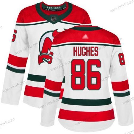 New Jersey Devils #86 Jack Hughes Valkoinen Vaihtopaita Aito Ommeltu Jääkiekko Paita – Naisten