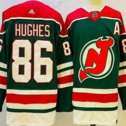 New Jersey Devils #86 Jack Hughes Vihreä 2021 Käänteinen Retro Aito Paita – Miesten