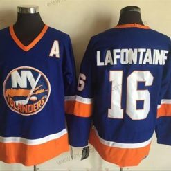 New York Islanders #16 Pat Lafontaine Sininen 1984-85 CCM Ommeltu Vintage Jääkiekko Paita – Miesten