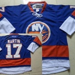 New York Islanders #17 Matt Martin Sininen Paita – Miesten