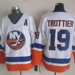 New York Islanders #19 Bryan Trottier Valkoinen Retro CCM Paita – Miesten