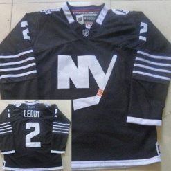 New York Islanders #2 Nick Leddy 2015 Reebok Musta Premier Vaihtopaita Paita – Miesten