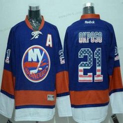 New York Islanders #21 Kyle Okposo Reebok Sininen USA Flag Jääkiekko Paita – Miesten