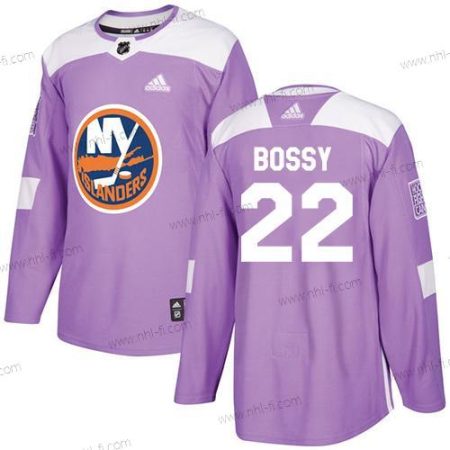 New York Islanders #22 Mike Bossy Violetti Aito Taistelee syöpää vastaan Ommeltu NHL Paita – Nuoret