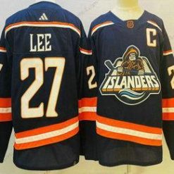 New York Islanders #27 Anders Lee Sininen 2022 Käänteinen Retro Ommeltu Paita – Miesten