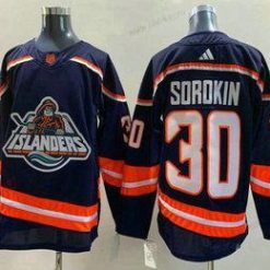 New York Islanders #30 Ilya Sorokin Laivastonsininen 2022 Käänteinen Retro Ommeltu Paita – Miesten