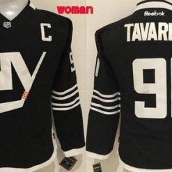 New York Islanders #91 John Tavares 2015 Reebok Musta Premier Vaihtopaita Paita – Naisten