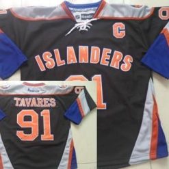 New York Islanders #91 John Tavares Musta Vieras Paita – Miesten