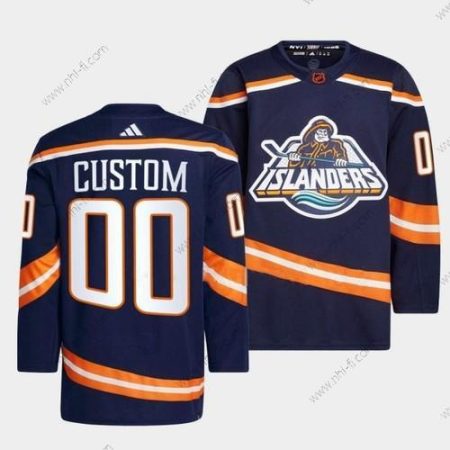 New York Islanders Räätälöidyt 2022 Laivastonsininen Käänteinen Retro 2.0 Ommeltu Paita – Miesten