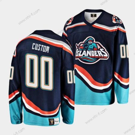 New York Islanders Räätälöidyt Laivastonsininen 2022 Käänteinen Retro Ommeltu Paita – Miesten