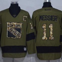 New York Rangers #11 Mark Messier Vihreä Salute to Service Ommeltu NHL Reebok Jääkiekko Paita – Miesten