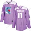 New York Rangers #11 Mark Messier Violetti Aito Taistelee syöpää vastaan Ommeltu NHL Paita – Nuoret