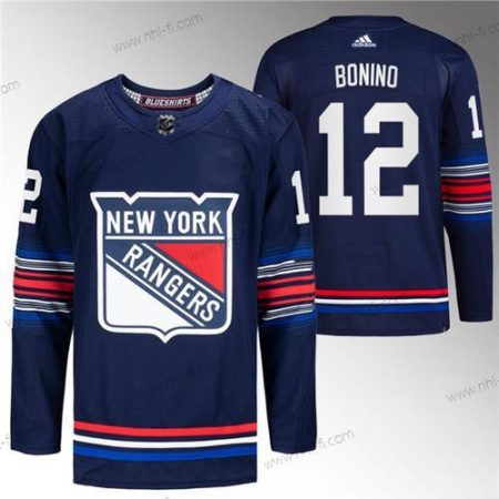 New York Rangers #12 Nick Bonino Laivastonsininen Ommeltu Paita – Miesten