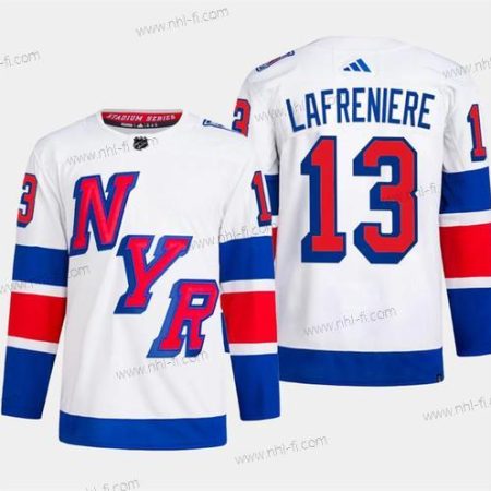 New York Rangers #13 Alexis Lafreniere Valkoinen 2024 Stadium Series Ommeltu Paita – Miesten