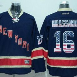 New York Rangers #16 Derick Brassard Reebok Laivastonsininen Sininen Vieras USA Flag Jääkiekko Paita – Miesten