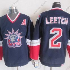 New York Rangers #2 Brian Leetch Laivastonsininen Sininen Retro CCM Paita – Miesten