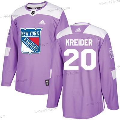 New York Rangers #20 Chris Kreider Violetti Aito Taistelee syöpää vastaan Ommeltu NHL Paita – Nuoret