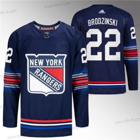 New York Rangers #22 Jonny Brodzinski Laivastonsininen Ommeltu Paita – Miesten