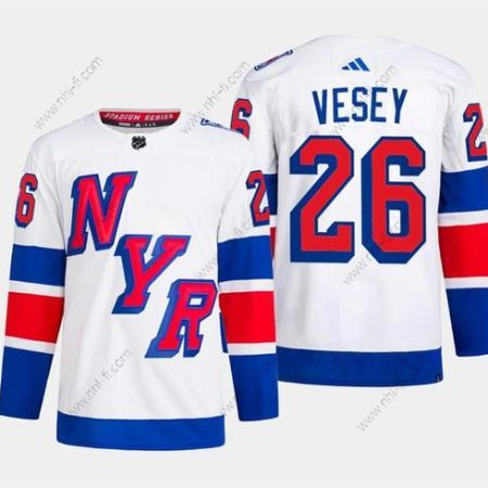 New York Rangers #26 Jimmy Vesey Valkoinen 2024 Stadium Series Ommeltu Paita – Miesten