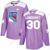 New York Rangers #30 Henrik Lundqvist Violetti Aito Taistelee syöpää vastaan Ommeltu NHL Paita – Nuoret