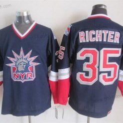 New York Rangers #35 Mike Richter Laivastonsininen Sininen Retro CCM Paita – Miesten