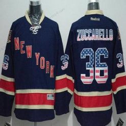 New York Rangers #36 Mats Zuccarello USA Flag Laivastonsininen Sininen Paita – Miesten