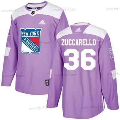 New York Rangers #36 Mats Zuccarello Violetti Aito Taistelee syöpää vastaan Ommeltu NHL Paita – Nuoret