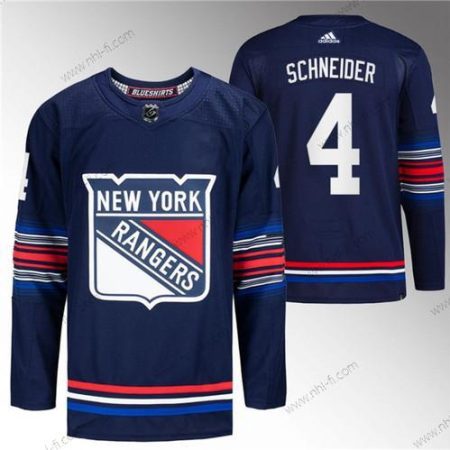 New York Rangers #4 Braden Schneider Laivastonsininen Ommeltu Paita – Miesten