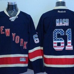 New York Rangers #61 Rick Nash Laivastonsininen Sininen USA Flag Jääkiekko Paita – Miesten