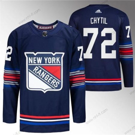 New York Rangers #72 Filip Chytil Laivastonsininen Ommeltu Paita – Miesten