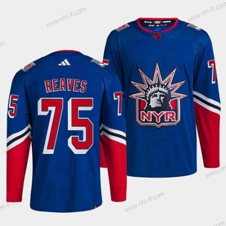 New York Rangers #75 Ryan Reaves Sininen 2022 Käänteinen Retro Ommeltu Paita – Miesten