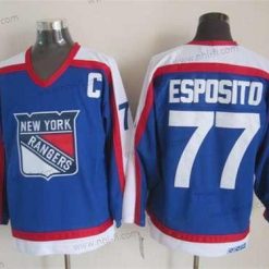 New York Rangers #77 Phil Esposito Sininen With Valkoinen CCM Vintage Paita – Miesten