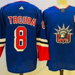 New York Rangers #8 Jacob Trouba Sininen 2022-23 Käänteinen Retro Ommeltu Paita – Miesten