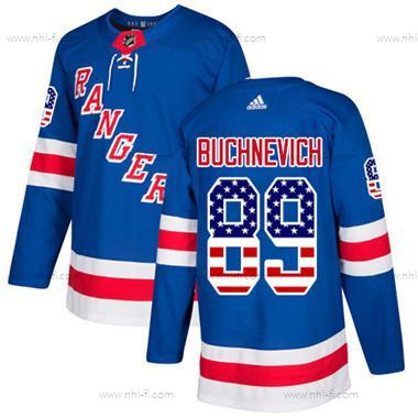 New York Rangers #89 Pavel Buchnevich Royal Sininen Kotiottelu Aito USA Flag Ommeltu NHL Paita – Nuoret