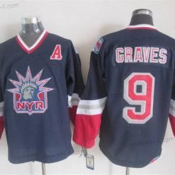 New York Rangers #9 Adam Graves Laivastonsininen Sininen CCM Vintage Paita – Miesten