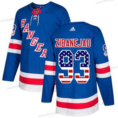 New York Rangers #93 Mika Zibanejad Royal Sininen Kotiottelu Aito USA Flag Ommeltu NHL Paita – Nuoret