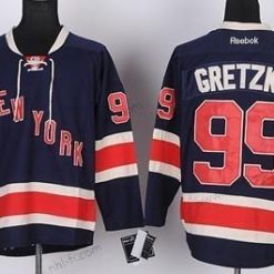 New York Rangers #99 Wayne Gretzky Laivastonsininen Sininen Vieras 85Th Paita – Lasten