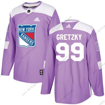 New York Rangers #99 Wayne Gretzky Violetti Aito Taistelee syöpää vastaan Ommeltu NHL Paita – Nuoret