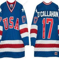 Nike 1980 Olympics USA #17 Jack O’Callahan Royal Sininen Ommeltu Vintage Jääkiekko Paita – Miesten