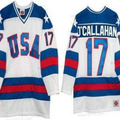 Nike 1980 Olympics USA #17 Jack O’Callahan Valkoinen Ommeltu Vintage Jääkiekko Paita – Miesten