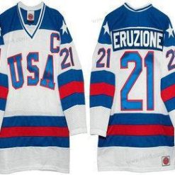 Nike 1980 Olympics USA #21 Mike Eruzione Valkoinen Ommeltu Vintage Jääkiekko Paita – Miesten