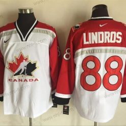 Nike 1998 Kanadan maajoukkue #88 Eric Lindros Valkoinen Olympic Retro Ommeltu Jääkiekko Paita – Miesten