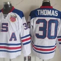 Nike 2010 Olympics USA #30 Tim Thomas Valkoinen Paita – Miesten